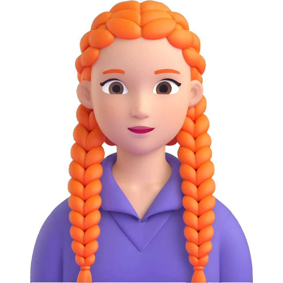 Character with perfect French braids hairstyle emoji