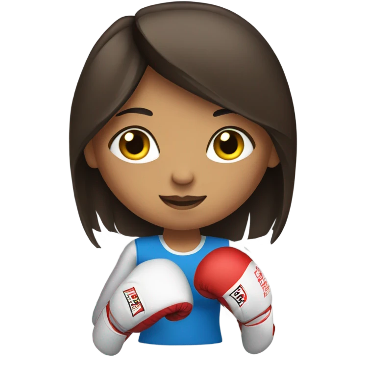 Brunette white girl wearing boxing gloves emoji