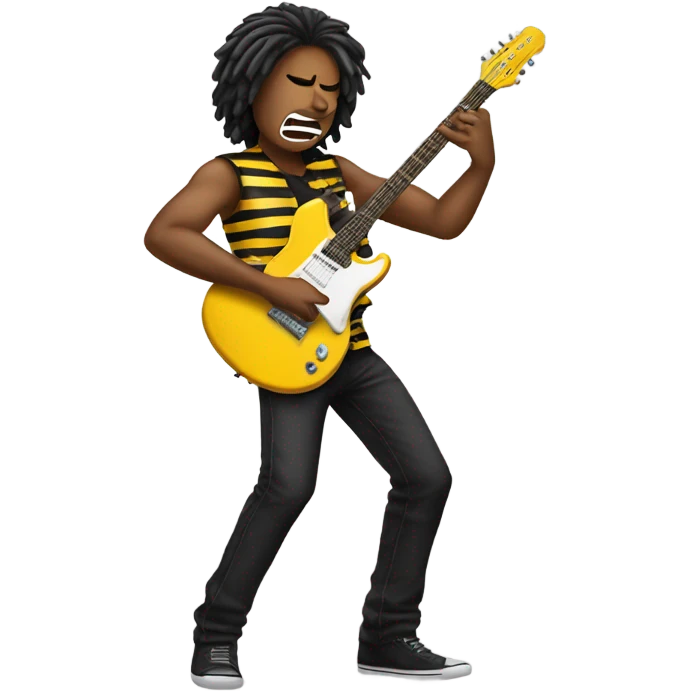 Rockstar playing yellow and black striped guitar emoji