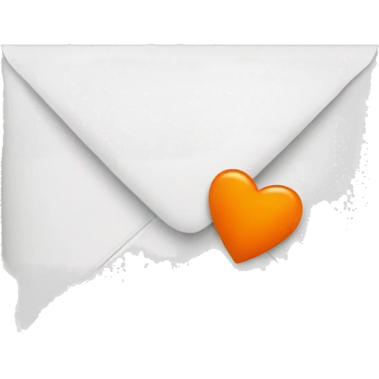 white envelope with an orange heart in the middle emoji