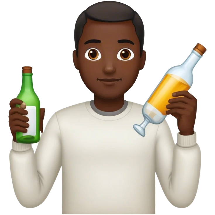 Dark Black Man holding a bottle  emoji