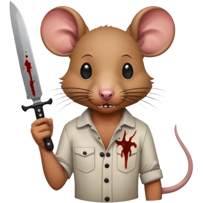 Chat avec un couteau et un rat planté avec le couteau emoji