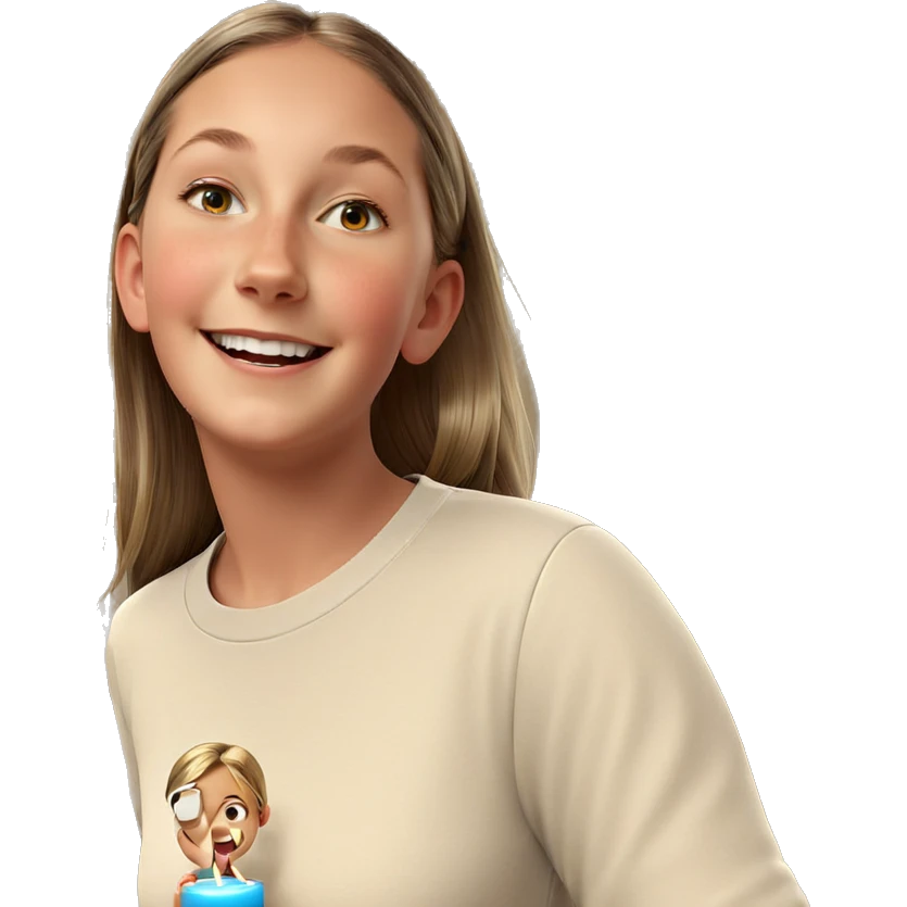 smiling girl with candle indoors emoji