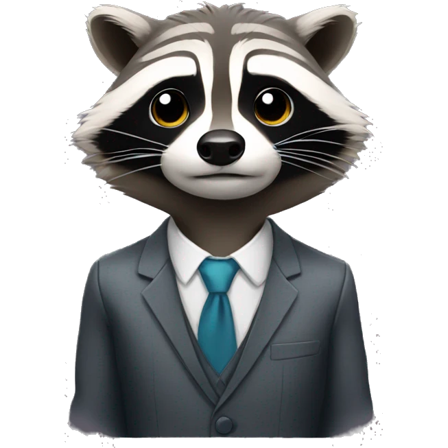 Raccoon wearing suit emoji