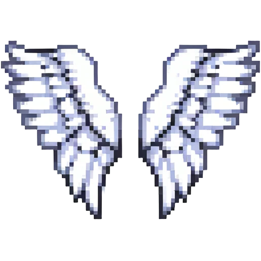 pixel art style single white angel wing, outlined, small emoji