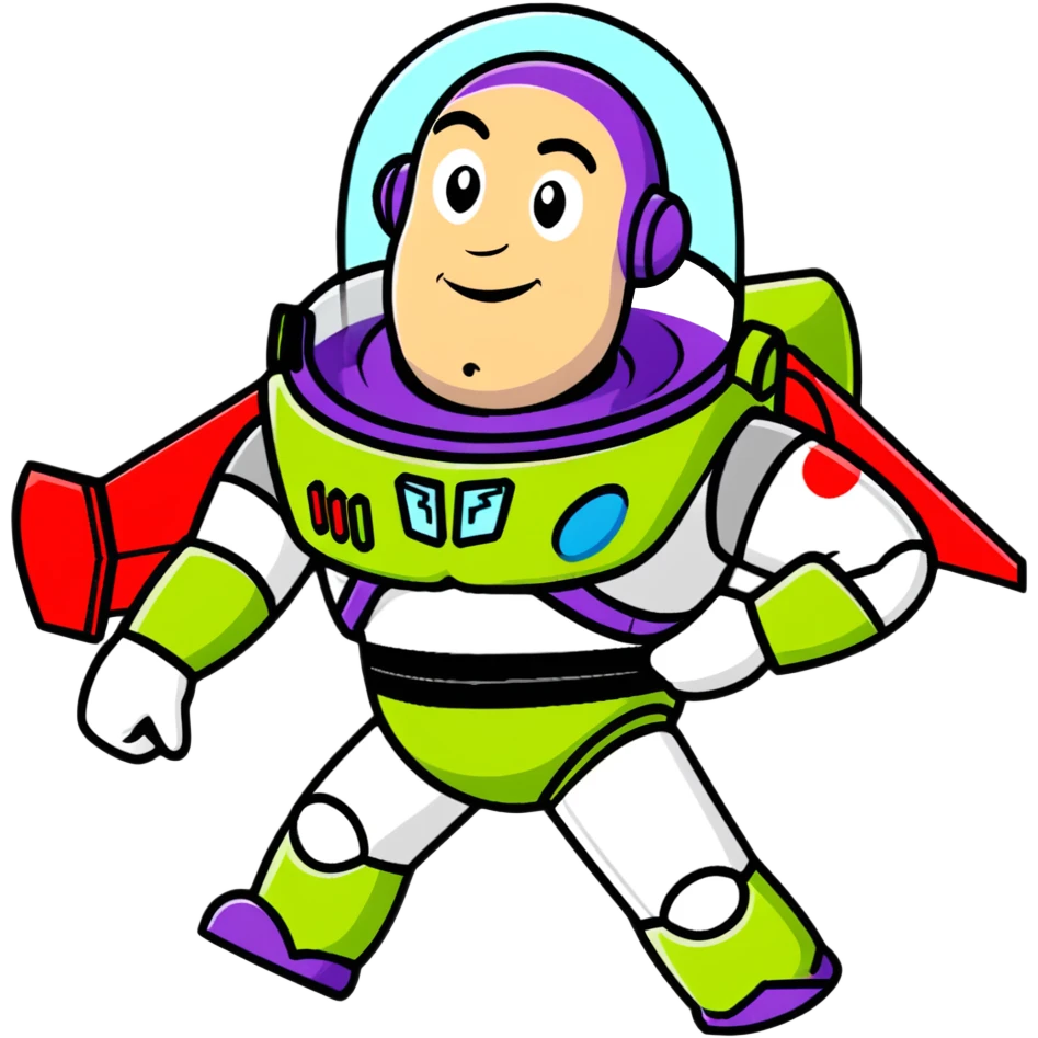 Buzz Lightyear character with a red stop sign above him emoji