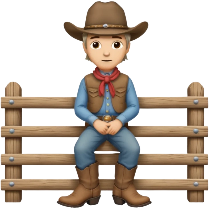 A calm cowboy leaning on a fence, dusty boots, hat tipped forward.
 emoji