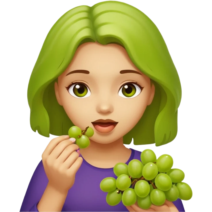 Light skinned girl eating grapes emoji