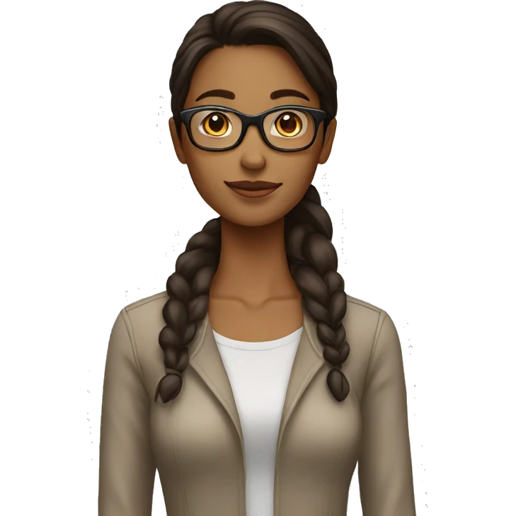 tall slender brown woman dark brown hair with glasses pretty young emoji