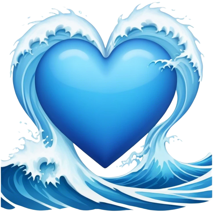 blue heart filled by wave emoji