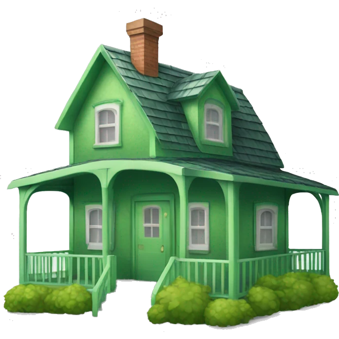 Green house with a porch emoji