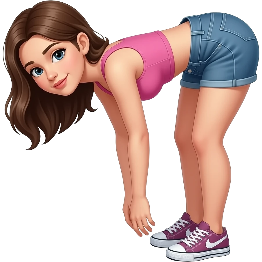 woman bent over with shorts emoji
