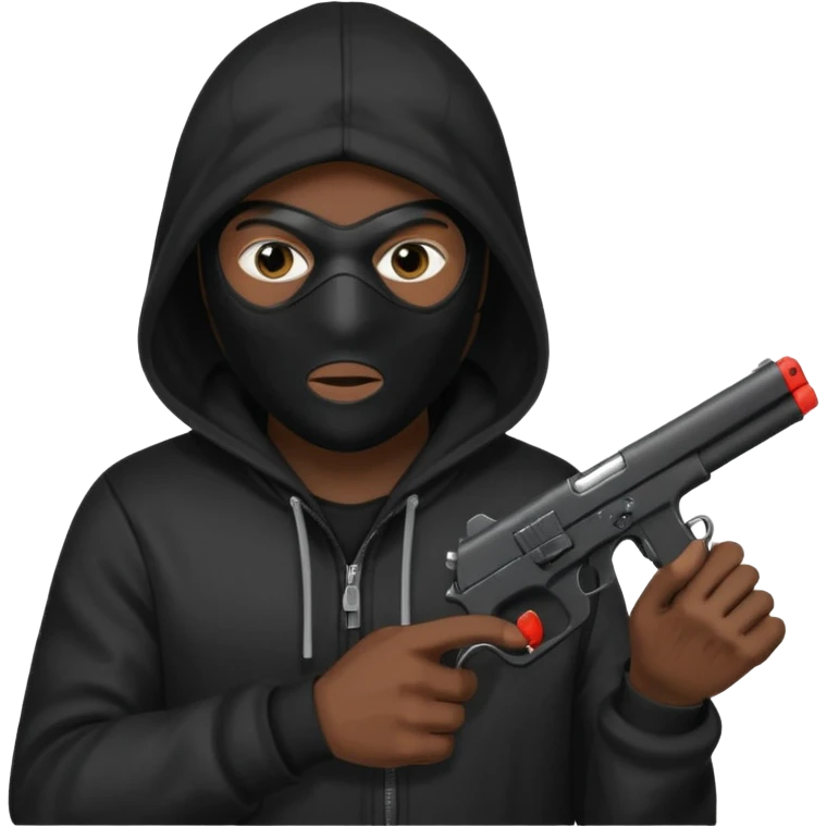Hoodlum burglar madk and gun with switch and extended clip emoji