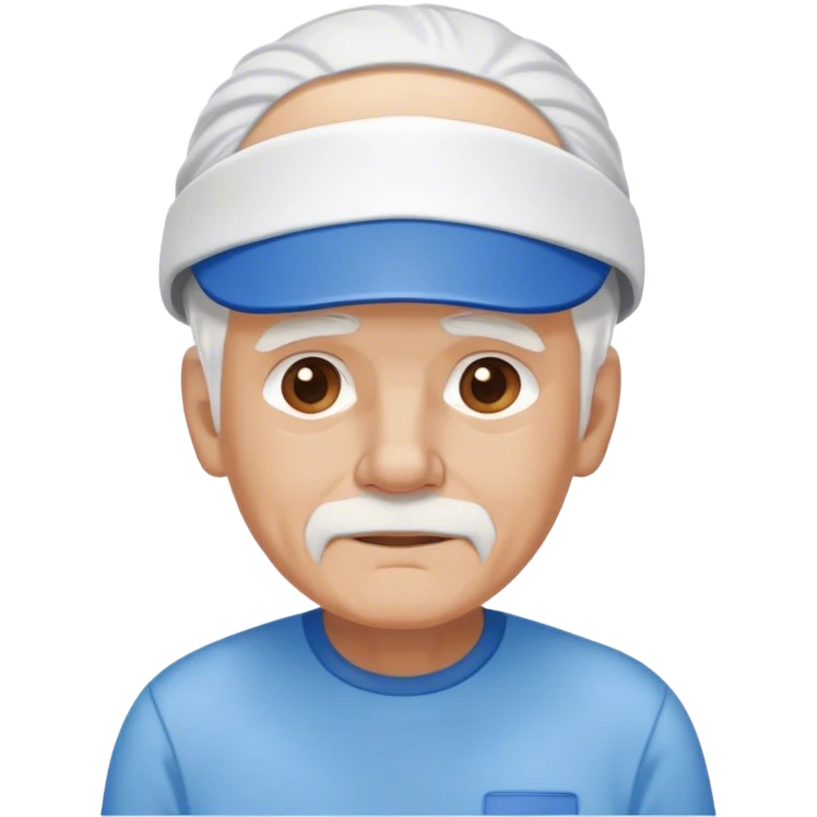 t old man with white hair and a blue visor with a blue shirt emoji