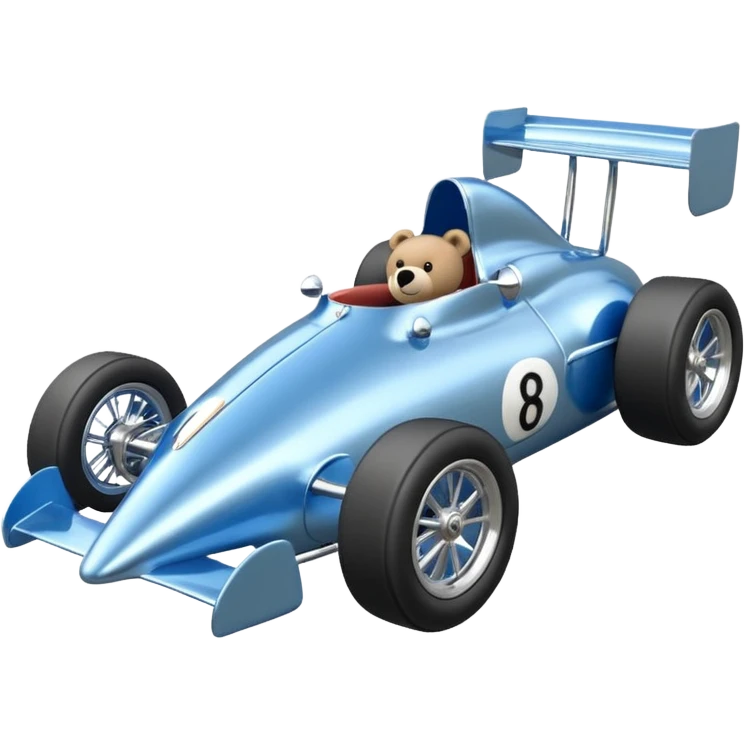  blue and lightly chrome Antique-looking shopping cart sized race car for teddy bear with custom aero body and rear wing  emoji
