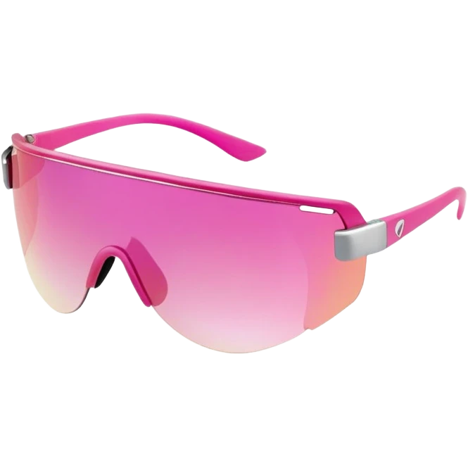 sporty pink shield visor sunglasses with metallic frame, athletic design, pink gradient one-piece lens emoji