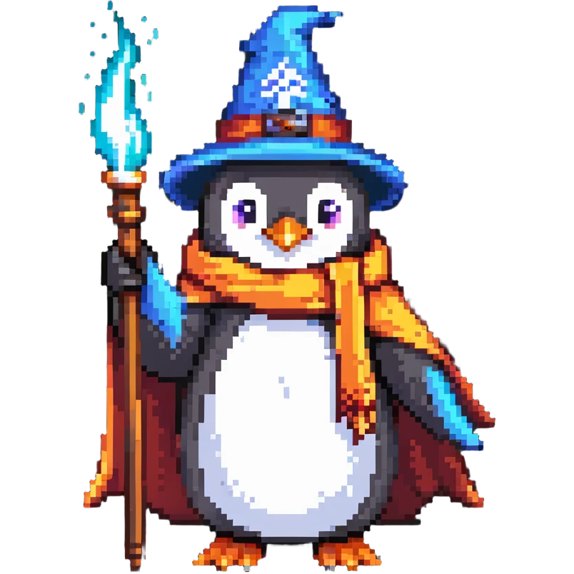 penguin wizard casting spell emoji