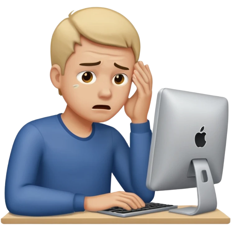 man struggling on computer emoji