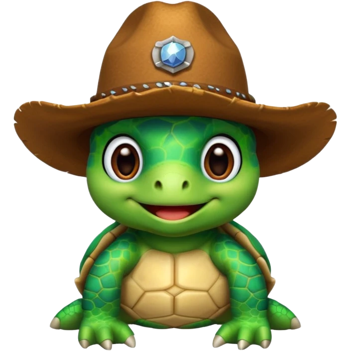cute turtle wearing a cowboy hat emoji