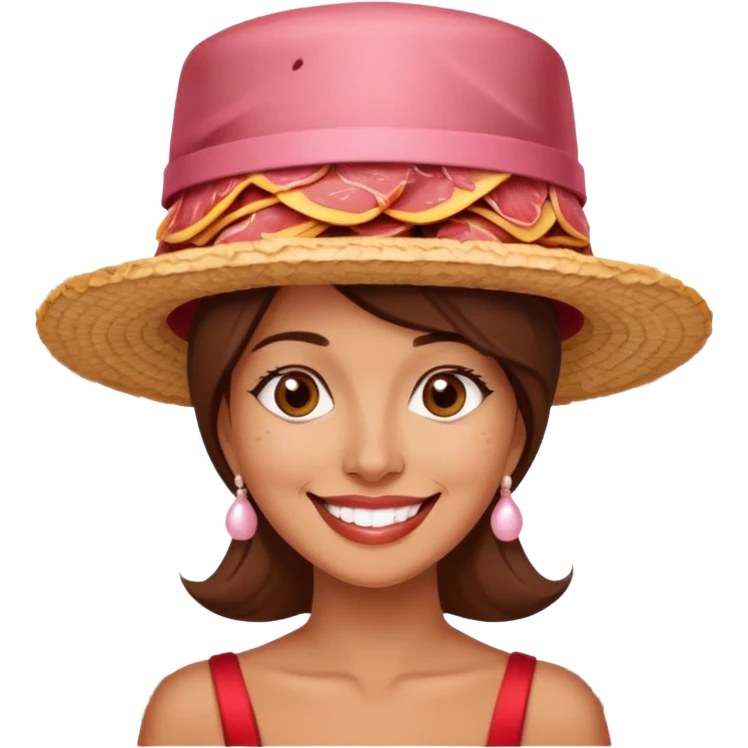 paris woman in fancy hat made of SPAM MEAT emoji