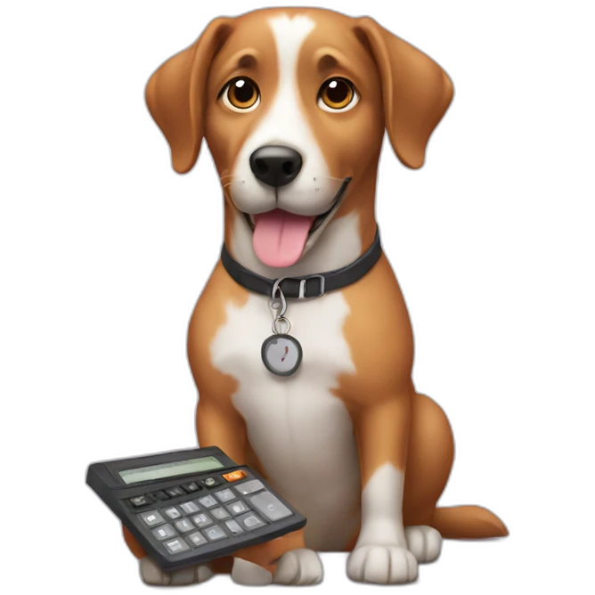 dog using calculator emoji