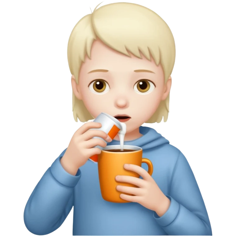 sick child drinking hot drink emoji