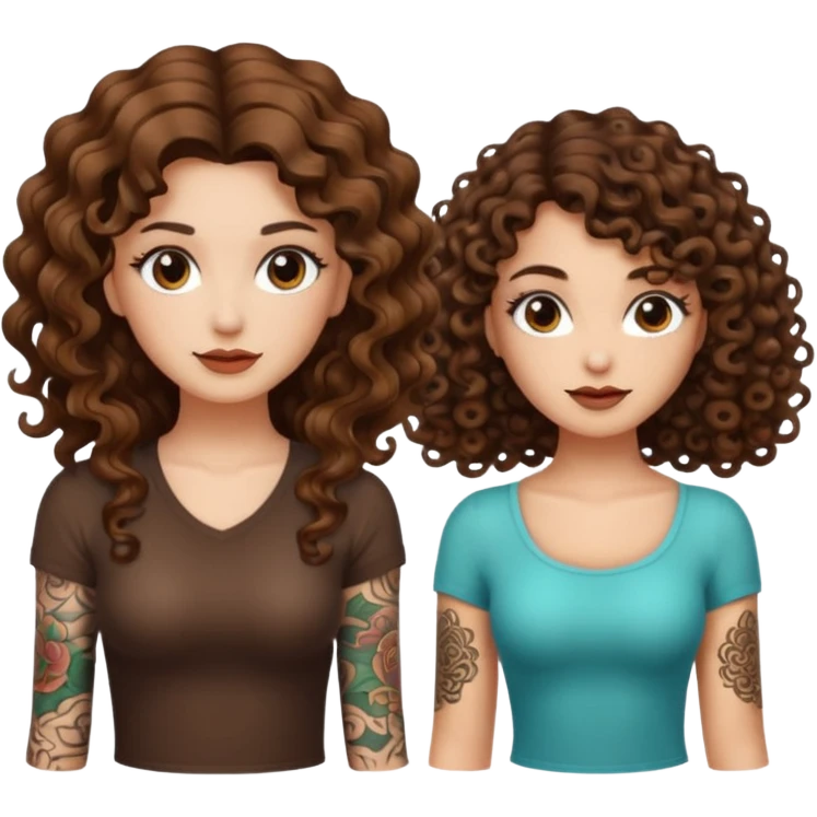 eureka mushroom — long wavy brown hair tattooed woman and short tight curly brown hair woman — idea glow emoji