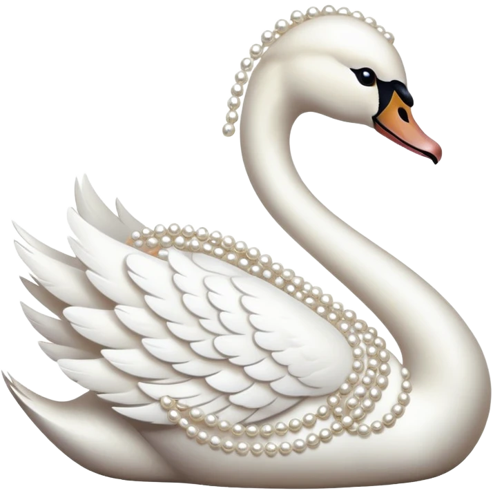 a white swan covered in pearls emoji
