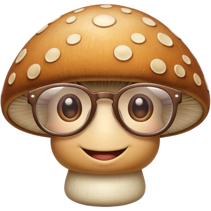 mushroom without spots, smiling face, wearing glasses emoji