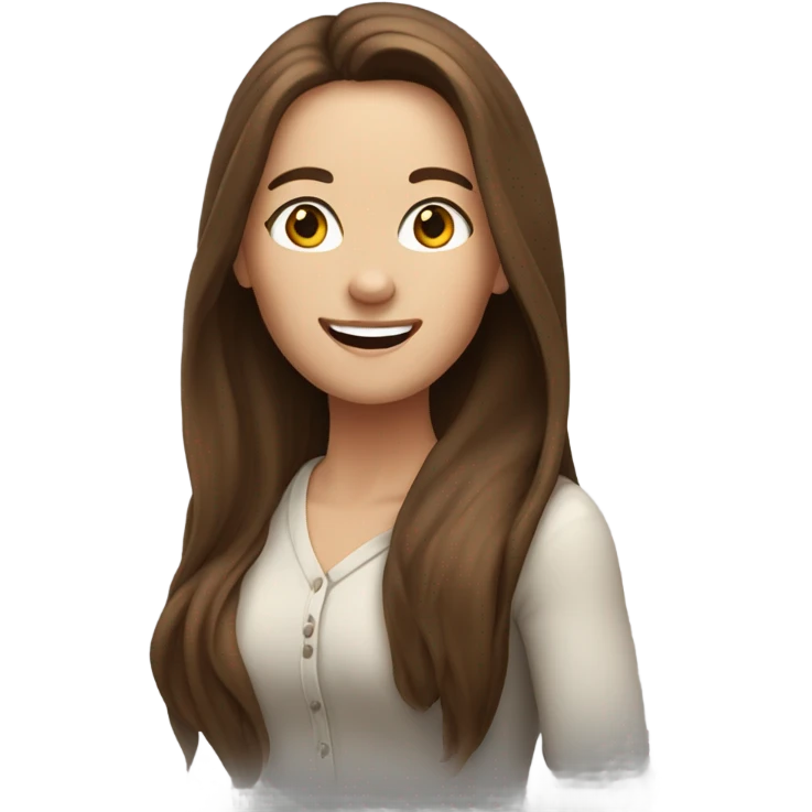 White Woman Long brown hair - in a cute pose emoji