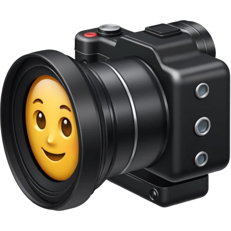 A simple camera lens, apple emoji style, isometric view emoji