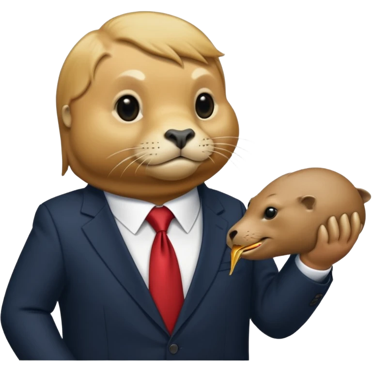 a sea lion eating donald trump emoji