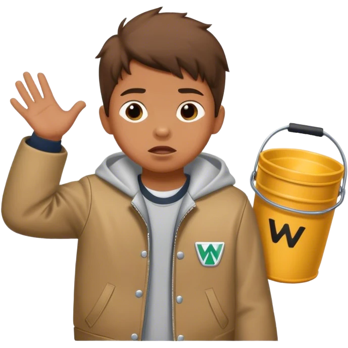 Kid named westin wearing a jacket saying clutch bucket pooping emoji