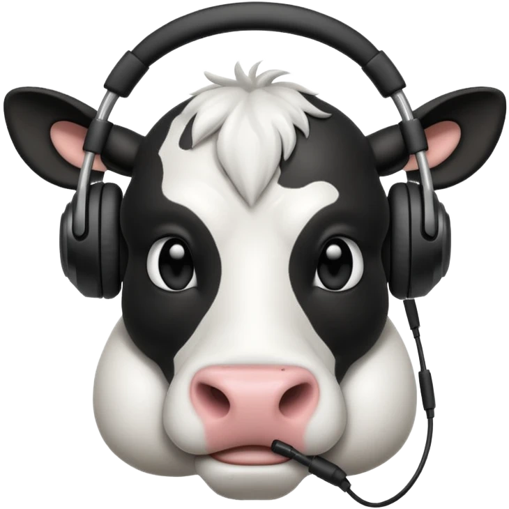 muscular cow with black headphones emoji