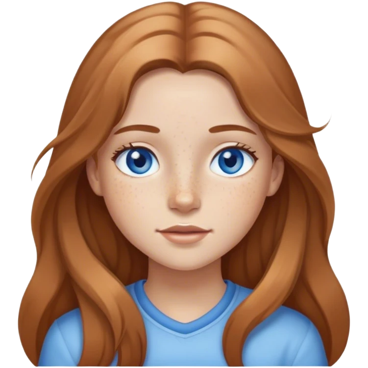 iOS emoji A girl with long light brown hair, blue eyes, freckles, light skin  emoji