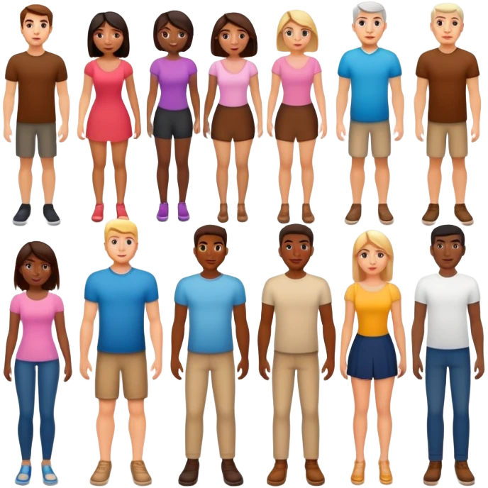 american men and woman photorealistic standing on feet emoji