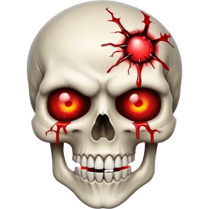 Bleeding skull with glowing red eyes and a sinister smile emoji