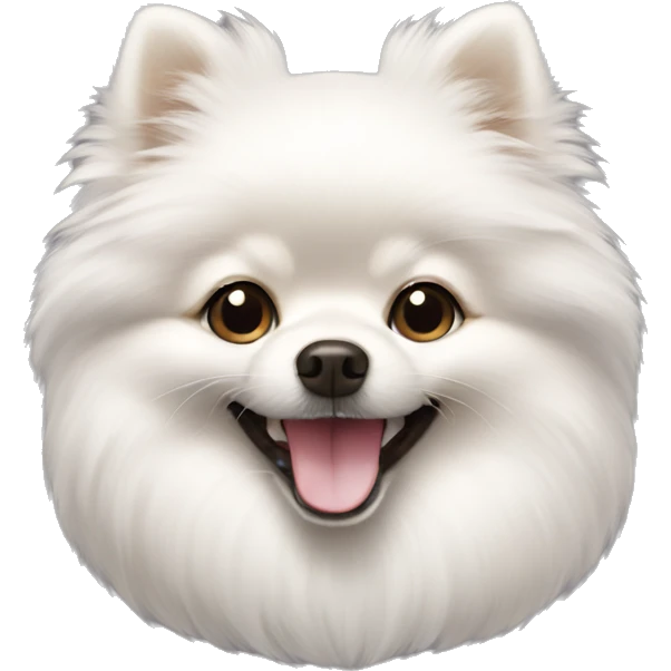White pomeranian with smile emoji
