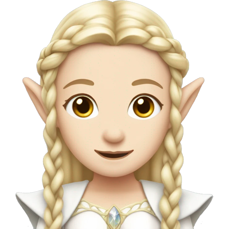 Galadriel , elf ear, white dress, blonde hair with braids emoji