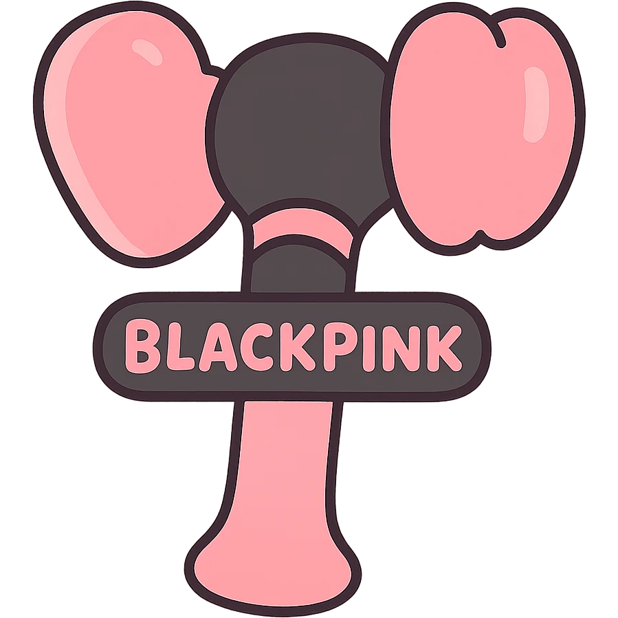BLACKPINK-inspired object, black and pink colors, soft and trendy cartoon look, pastel toon style emoji