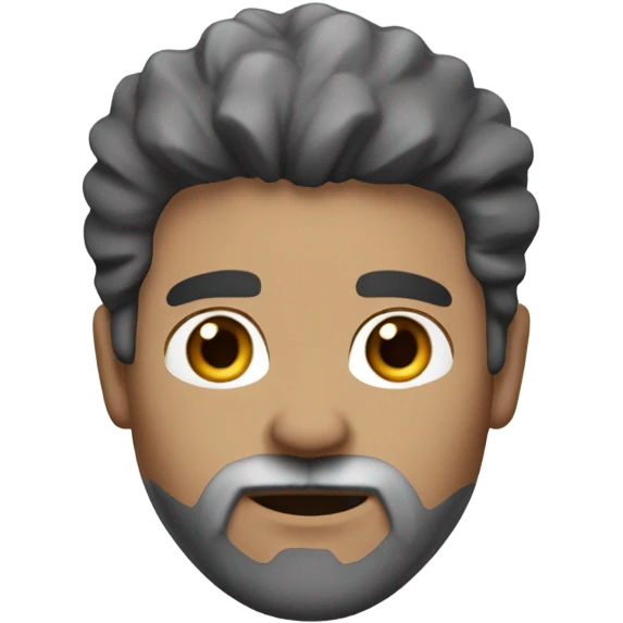 Make a male with a grey and black go tee beard with mainly black hair with some grey hairs  emoji