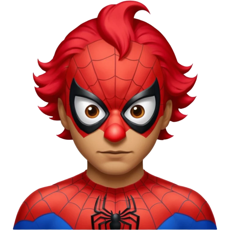 Create a man in a spider man costume with only clown nose emoji