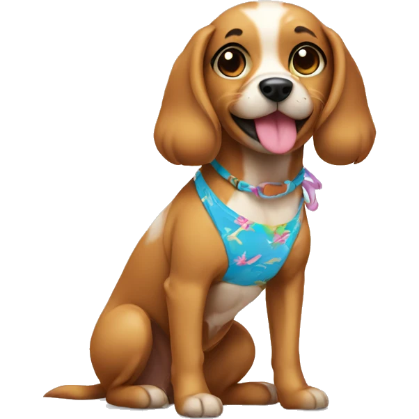Dog wearing bikini emoji