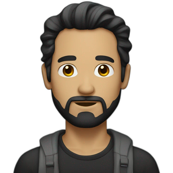 man with long dark hair and goatee beard emoji