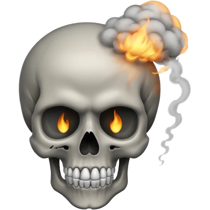 Combine this three emojis 💀🤯💨 where the head should be blasted like 2nd emoji and smoke should come out like third emoji and the reaction should be like this emoji 😨 emoji