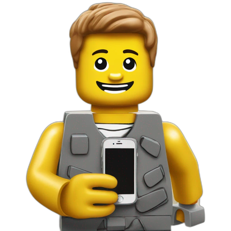 lego man holding an iphone emoji