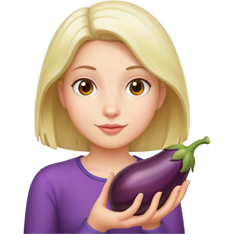 a girl holding a egg plant emoji