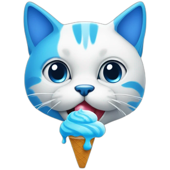 gato azul com sorvete na cabeça emoji
