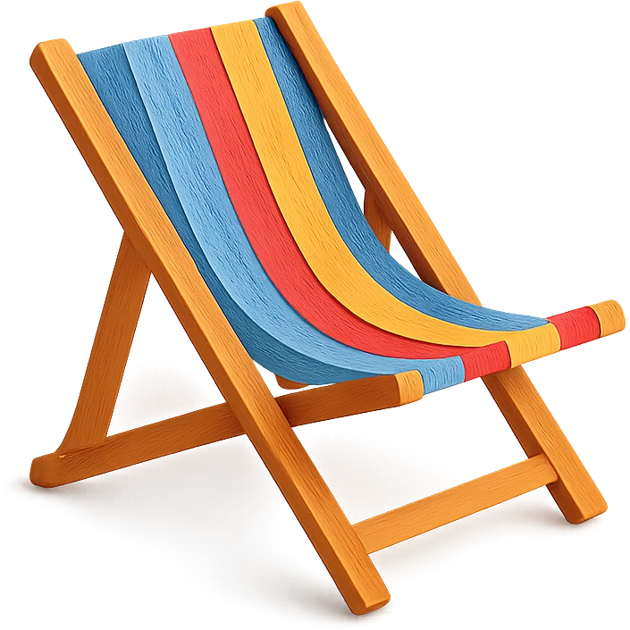 colorful and playful beach chair in paper-craft style emoji