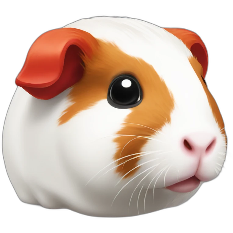 Guinea pig White and Red, its nose and bottom is red emoji